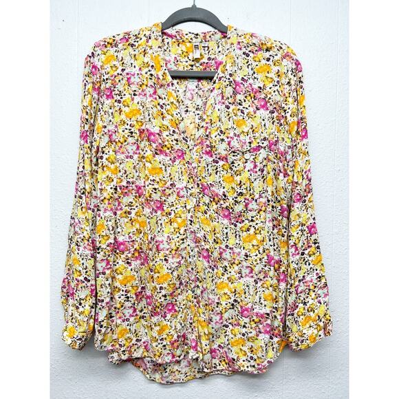 Kut from the Kloth Tops - Kut From The Kloth Floral Crinkled Shirt Womens XL Roll Tab Sleeves Relaxed Boho